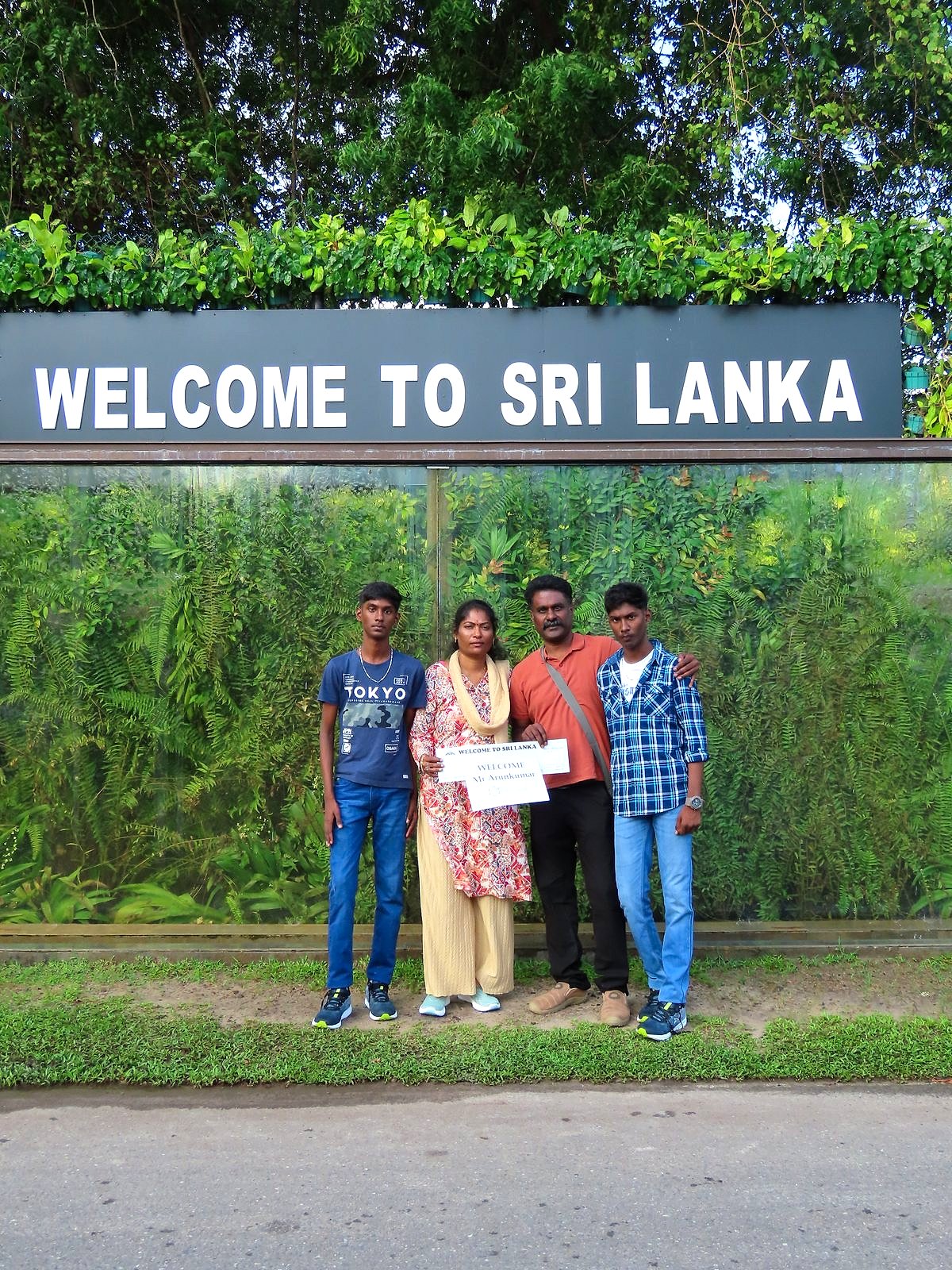 A family of Volata Travels guests welcomed on arrival in Sri Lanka