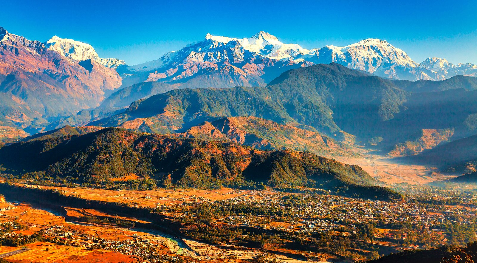 The Annapurna range above the Pokhara valley, on the Kathmandu and Pokhara tour